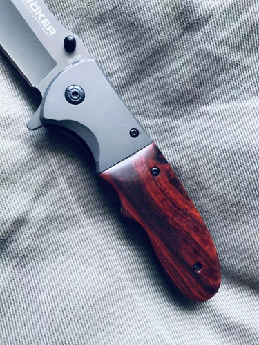 Canivete Tático Cavaleiro Semi Automatico Boker Da104 Cor Madeira