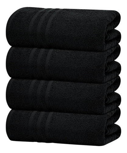 Juego De 4 Toallas De Baño 100% Algodón Negras