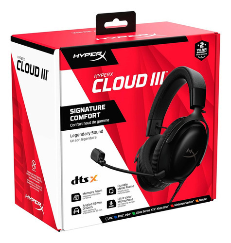 Auricular Gamer Hyperx Cloud Iii Headset Negro 9 Color Black