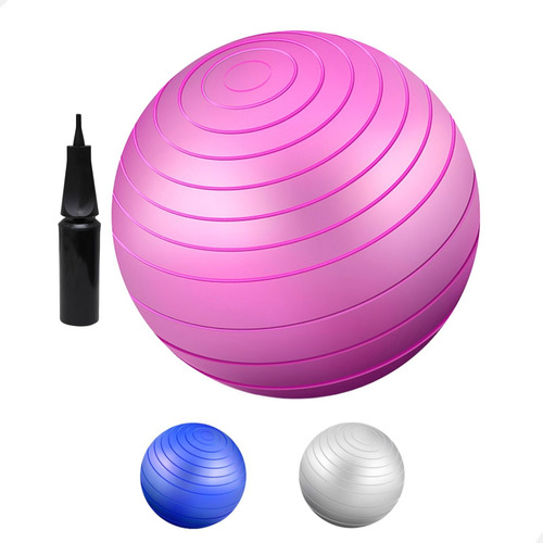 NA WEB Bola De Pilates Yoga 85 cm com bomba fisioterapia cor Rosa