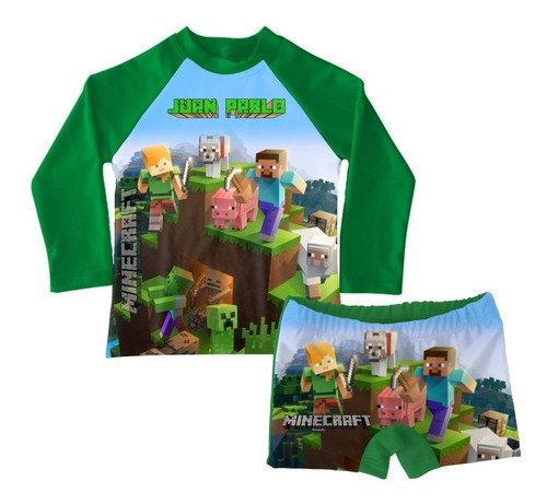 Conjunto De Traje De Baño Niño Minecraft 