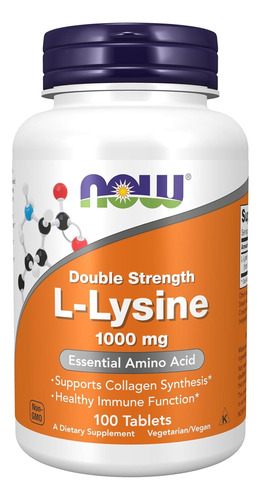 Suplemento Lisina 1000mg 100 Tabletas Doble Potencia