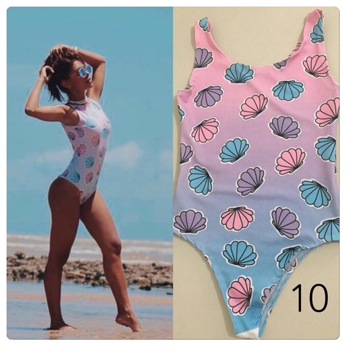 Body Feminino Cavado Verão/ Tipo Maio Estampado Unicornio 