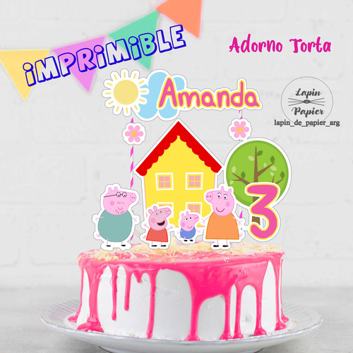 Kit Imprimible Adorno De Torta Personalizado Peppa Pig