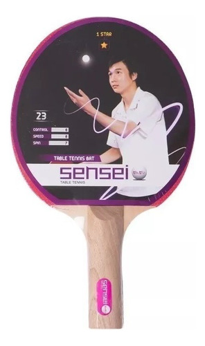 Paleta Ping Pong Tenis Mesa Sensei 1 Estrella Plus Pingpong Color Marrón
