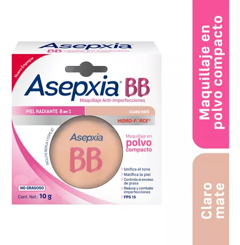  Maquillaje Polvo Asepxia Bb Fps1  Claro Mate  0g Genomma Lab