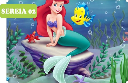 Imagem 2 de 6 de Adesivo Papel De Parede Infantil Pequena Sereia Ariel 8m²