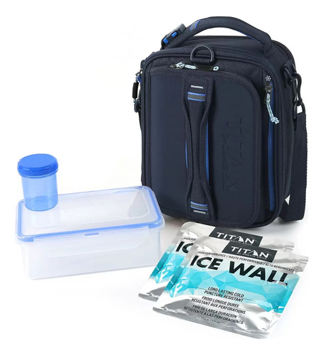 Titán Lonchera Termica Expandible + Recipiente + 2 Ice Wall Color Azul Marino Liso