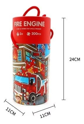 Rompecabezas Infantil Bomberos 200 Piezas En Tubo Mazel Toys