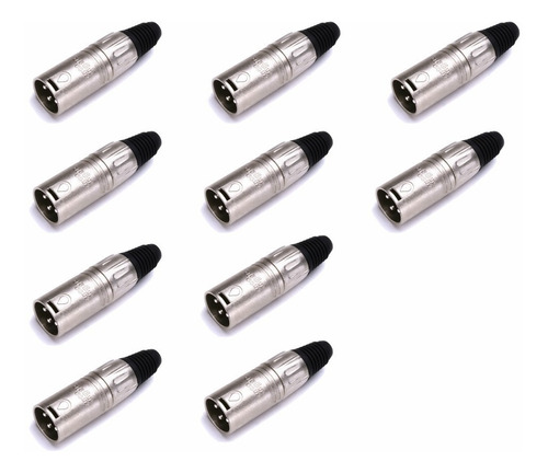 Kit C/ 10 Conectores Plug Xlr Linha Macho Santo Angelo