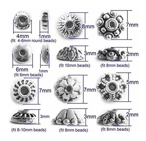 160-210pcs Bali Style Jewelry Making Metal Bead Caps Deluxe New Mix, 100  Gram,Tibetan Silver