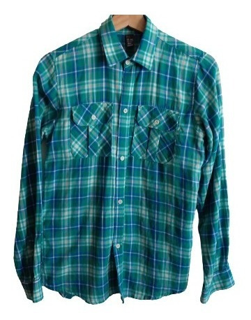 Camisa Escocesa Verde Zara Kids Talle 13 Años Xs