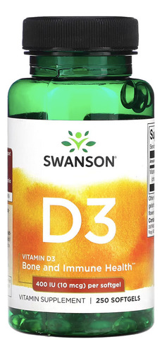 Vitamina D3 400 Ui Swanson 250 Softgels (hasta 8 Meses)