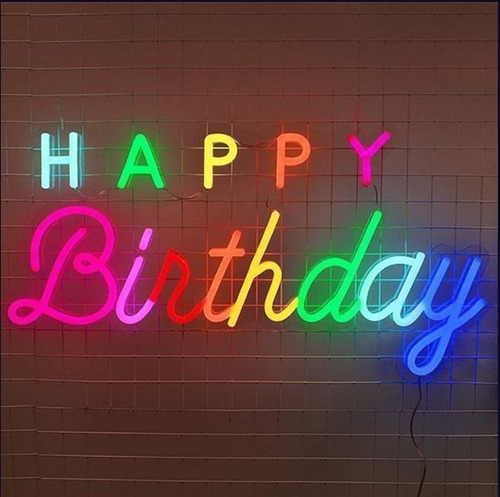 Letrero Led Neon Happpy Birthday Colorido Ancho70cm Luminoso