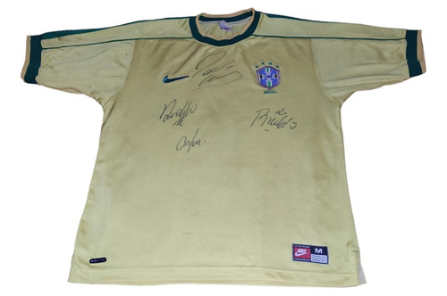 Jersey Brasil Mundial 1998 Firmada Ronaldo Rivaldo Cafú