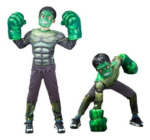 A Disfraz Cosplay De Hulk Con Máscara Y Guantes Para Niños