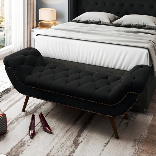 Cabeceira Cama Box Casal Queen 160cm Provença Com Calçadeira Cor Preto