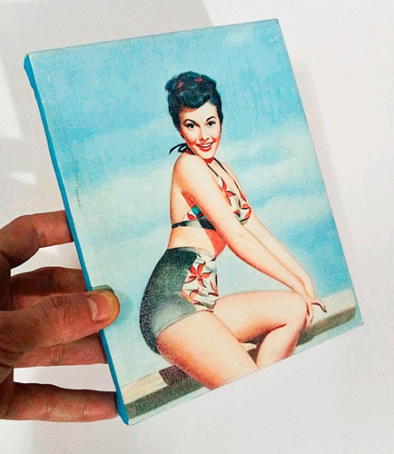 Cuadro En Lienzo Chica Pin-up 20x15 Cm 