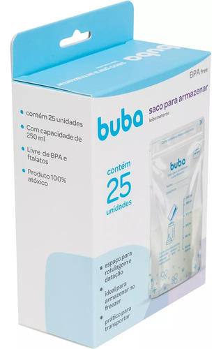 Saco Para Armazenar Congelar Leite Materno Buba 25 Un 250ml