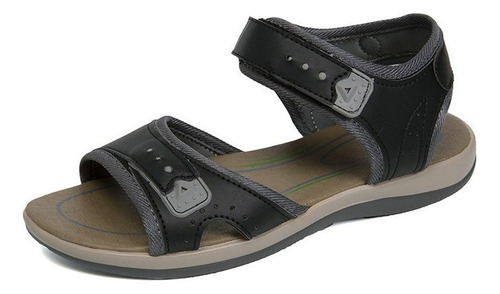 Sandalias Confort Dama Fondo Plano Boca Pez Velcro Hueco L01