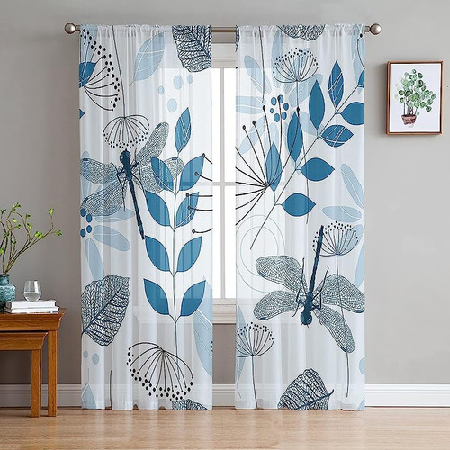Ezon Sheer Curtains 63 Inch 2 Panels Rod Pocket Voile Curtai