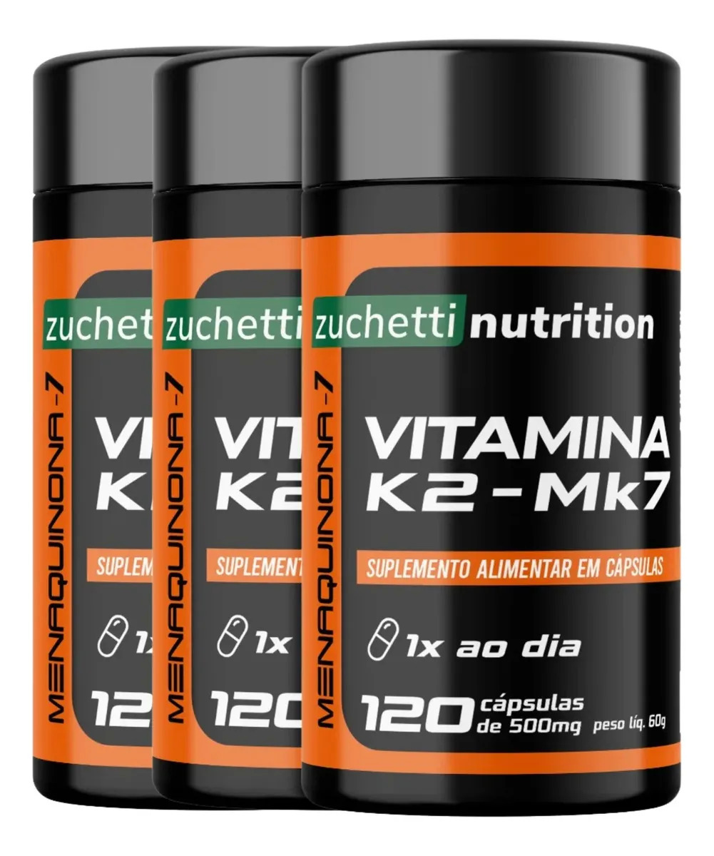 Kit 3 Vitamina K2mk7 Menaquinona 7 Pura 360 Cápsulas Sem Sabor