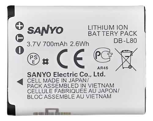 Batería Original Sanyo Db-l80 Para Vpc-ca100 Gh3 De Gh1 Cg20