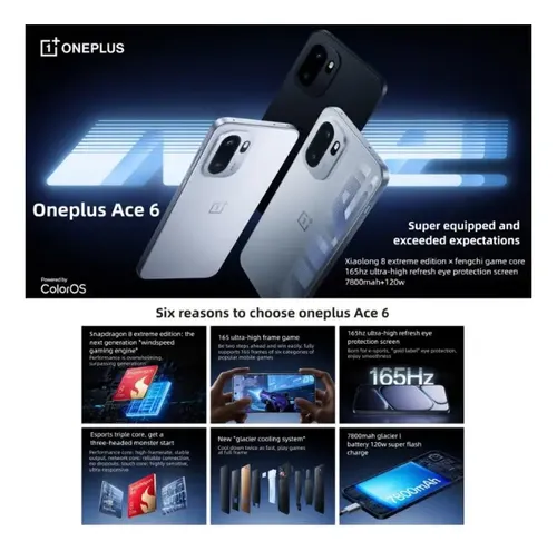 Novo Oneplus Ace 6 6.83-inch 16gb+256gb 7800mah 5g Nfc | MercadoLivre