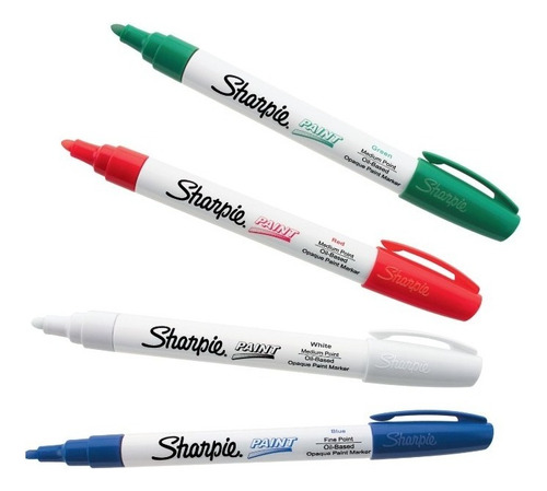Pack X 4 Marcadores Sharpie Paint A Base De Óleo Color Azul/Verde/Rojo/Blanco