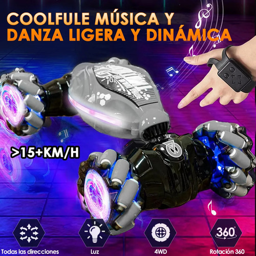 Juguete Carro Control Remoto Coche Gesto Sensor Música 1:14 Color Gris Personaje Rc & Inducción