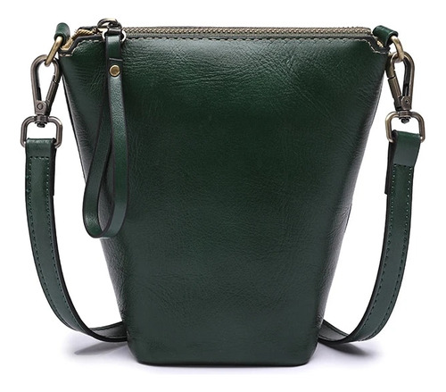 Bolso De Mano De Cuero Genuino A Cuadros Para Mujer, Mini