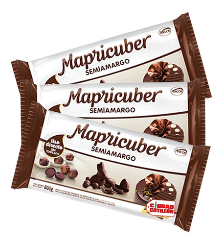 Chocolate Arcor Mapricuber semiamargo tableta de 800g