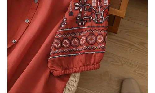 Blusa Bordada De Lino Y Algodón Con Mangas Tipo Farol De M