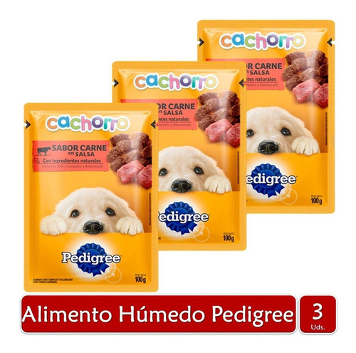 Imagen 1 de 2 de Pedigree Alimento Húmedo Para Perros Cachorros Res 100g X3ud