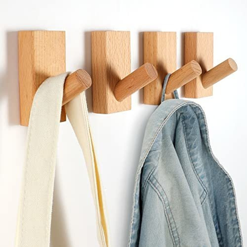 Ganchos De Madera Para Pared, Pack De 4