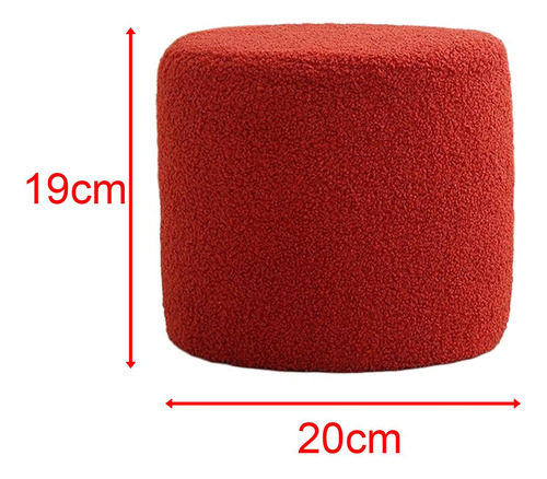 Taburete Redondo Con Reposapiés, Asiento Acolchado, Rojo