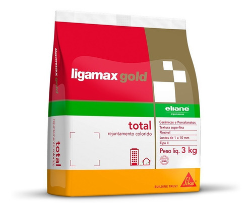 Rejunte Total Para Cerâmicas Porcelanatos Ligamax Palha 3kg