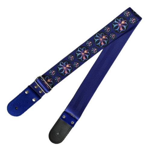Strap Para Guitarra Kidam Con Diseño En Dtf Color Multicolor Flores Neon