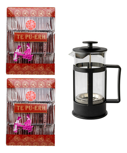 2 Té Pu-erh 100 Bolsitas Original + Cafetera Francesa