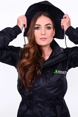 Imagem 3 de 6 de Capa De Chuva Vértice Nylon Plus Feminina Forrada Preta