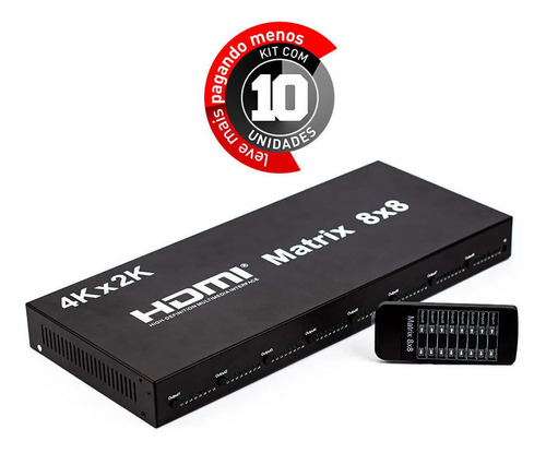 Matrix Hdmi 2.0v 8x8 Profissional Cirilo Cabos Kit C/ 10