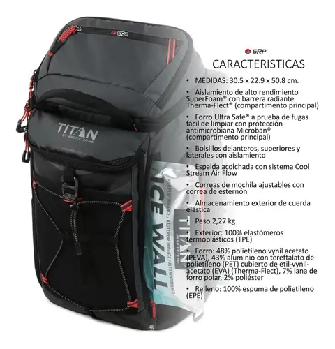 Mochila Hielera 26 Latas Con 2 Ice Walls Tit n Back Pack