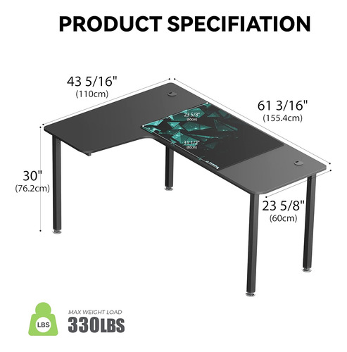 Escritorio L 60 Para Juegos Y Estudio
