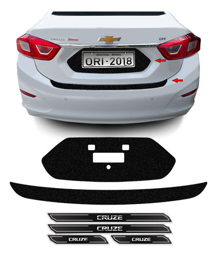 Protetor Cruze Sedan 17/18 Adesivo Placa + Soleira Da Porta