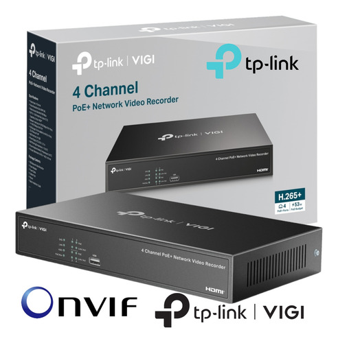 Nvr Tp-link Vigi 4 Canal Poe+ Network Video Recorde 4mp 4khd