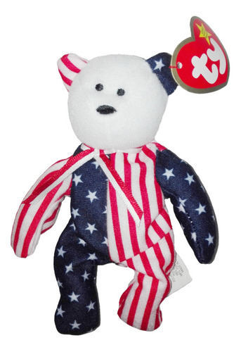 Peluche Oso Blanco Vestuario Bandera Estados Unidos 14cm Ty