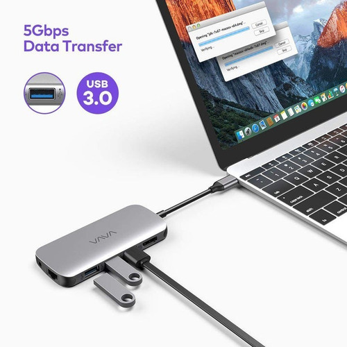 Hub Usb Tipo C Vava 9 Em 1 - Hdmi 4k Usb 3.0 Sd Card Rj45