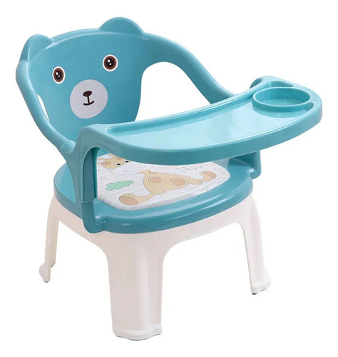 Silla Infantil Para Comer Con Bandeja Y Posavasos - Celeste