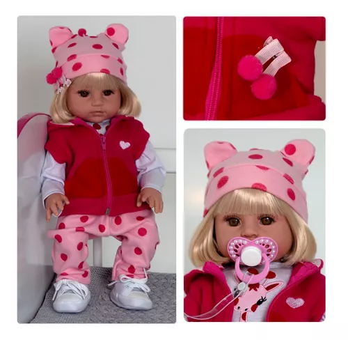 Boneca Bebê Reborn Realista Roupa de Girafinha 100% Silicone - USA