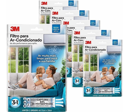 Kit Filtros Ar Condicionado Split - 3m Kit C/6 Pacotes